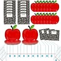 Back to School Party Supplies Serves 24 First Day of School Decorations Party Paper Plates Napkins Red Apple Composition Notebook Disposable Tablecloth Set Tableware Kit for Preschool Teacher Party