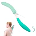 Back Scrubber for Shower,15.35" Curved Body Brush with Anti Slip Long Handle (Green Handle + Green Head-1)