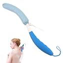 Back Scrubber for Shower,15.35" Curved Body Brush with Anti Slip Long Handle (Blue Handle + Blue Head-1)
