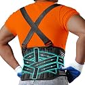 Back Support Belt with 2 Removable Suspender Straps, Back Posture Corrector for Heavy Lifting Safety Protector, Work Back Brace for Men Women in Construction, Warehouse Jobs Large