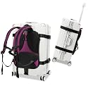 Heavy-Duty Backpack Carrying Straps System for 22-30 Inch Suitcase Luggage Hardcase for Adventure Travel Cobble Stone Street Stair - L,Purple