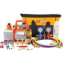 BACOENG R1234YF AC Vacuum Pump and Gauge Set, 4 CFM HVAC Vacuum Pump with Leak Detector for R1234yf R134a R410a Refrigerant, with Can Tap and Quick Couplers