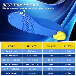 bacophy kids arch support flat feet orthotic inserts children pu foam cushioning insoles for plantar fasciitis feet heel pain relief