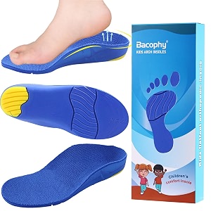 bacophy kids arch support flat feet orthotic inserts children pu foam cushioning insoles for plantar fasciitis feet heel pain relief