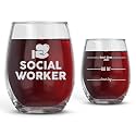 Bad Bananas Social Worker Gifts for Women - 21 oz Stemless Wine Glass