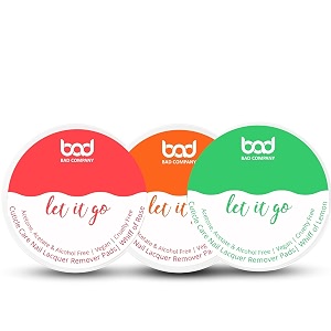 bad company nail polish remover wipes rose lemon amp orange  alcohol free acetone free amp acetate free  quick action non-drying cuticle care formula -with nourishing olive oil aloe vera amp vitamin e 30 pads each - combo of 3