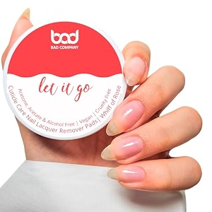 bad company nail polish remover wipes - rose alcohol free acetone free amp acetate free  quick action non-drying cuticle care formula -with nourishing olive oil aloe vera amp vitamin e 30 pads each
