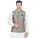 Badoliya &amp; Sons Men's Brocade Zari Nehru Jacket/Waist Coat