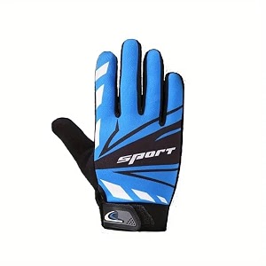 badowl polyester biker hand gloves for riding bikesmotorcyclescyclessports gloves - non-slip breathable full-finger protection blue