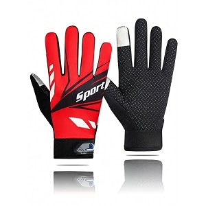 badowl polyester biker hand gloves for riding bikesmotorcyclescyclessports gloves - non-slip breathable full-finger protection red