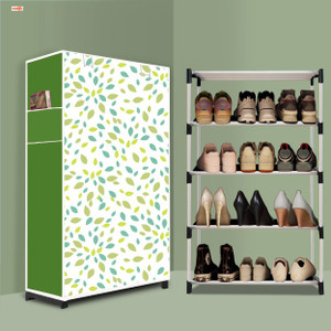 bae 4 tier foldable shoe rack  space saver universal for entry bedroom  balcony plastic shoe stand leaf modern printa4 4 shelves diydo-it-yourself