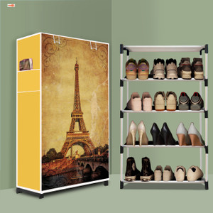 bae 4 tier foldable shoe rack  space saver universal for entry bedroom  balcony plastic shoe stand eiffel tower modern printa4 4 shelves diydo-it-yourself