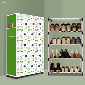 bae 4 tier foldable shoe rack  space saver universal for entry bedroom  balcony plastic shoe stand butterfly modern printa4 4 shelves diydo-it-yourself