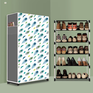 bae 5 tier foldable shoe rack  space saver universal for entry bedroom  balcony plastic shoe stand peacock feather modern printa5 5 shelves diydo-it-yourself