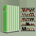 BAE 5 Tier Foldable Shoe Rack – Space Saver, Universal for Entry, Bedroom & Balcony Plastic Shoe Stand (Green Strip Modern Print(A5), 5 Shelves, DIY(Do-It-Yourself))