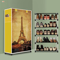 BAE 5 Tier Foldable Shoe Rack – Space Saver, Universal for Entry, Bedroom & Balcony Plastic Shoe Stand (Eiffel Tower Modern Print(A5), 5 Shelves, DIY(Do-It-Yourself))