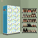 BAE Plastic Shoe Stand (Colourful Leav Modern Print(A5), 5 Shelves, DIY(Do-It-Yourself))