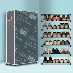 bae 6 tier foldable shoe rack  space saver universal for entry bedroom  balcony plastic shoe stand