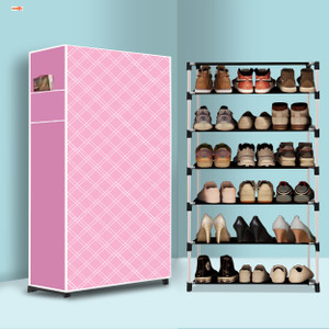 bae 6 tier foldable shoe rack  space saver universal for entry bedroom  balcony plastic shoe stand stars pattern modern printeda6 6 shelves diydo-it-yourself