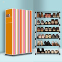 BAE 6 Tier Foldable Shoe Rack – Space Saver, Universal for Entry, Bedroom & Balcony Plastic Shoe Stand (Orange Strip Modern Printed(A6), 6 Shelves, DIY(Do-It-Yourself))
