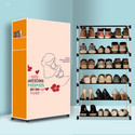 BAE 6 Tier Foldable Shoe Rack – Space Saver, Universal for Entry, Bedroom & Balcony Plastic Shoe Stand (Awesome Momes Modern Printed(A6), 6 Shelves, DIY(Do-It-Yourself))