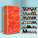 BAE 6 Tier Foldable Shoe Rack – Space Saver, Universal for Entry, Bedroom & Balcony Plastic Shoe Stand (School Pattern Modern Printed(A6), 6 Shelves, DIY(Do-It-Yourself))
