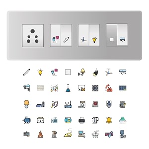 176 self adhesive multicolour switch board stickers  switch id vinyl sticker decal  40 design  176 stickers  transparent base amp colour icons