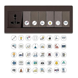 352 self adhesive multicolour switch board stickers  switch id vinyl sticker decal  40 design  352 stickers  white base amp colour icons