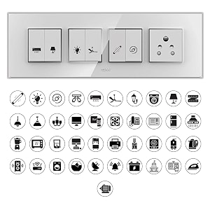 352 self adhesive transparent switch board stickers  switch id vinyl sticker decal  41 design  352 stickers  transparent base amp black icons