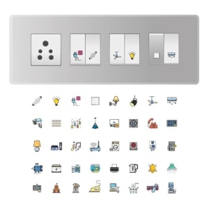 528 self adhesive multicolour switch board stickers  switch id vinyl sticker decal  40 design  528 stickers  transparent base amp colour icons