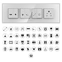 528 Self Adhesive Transparent Switch Board Stickers | Switch ID Vinyl Sticker Decal | 41 Design | 528 Stickers | Transparent Base &amp; Black Icons