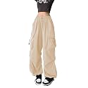 Baggy Cargo Pants for Women High Waist Loose Straight Leg Pants Casual Solid Parachute Trousers Y2K Streetwear Clothes