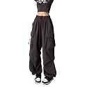 Baggy Cargo Pants for Women High Waist Loose Straight Leg Pants Casual Solid Parachute Trousers Y2K Streetwear Clothes