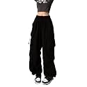 Baggy Cargo Pants for Women High Waist Loose Straight Leg Pants Casual Solid Parachute Trousers Y2K Streetwear Clothes