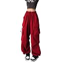 Baggy Cargo Pants for Women High Waist Loose Straight Leg Pants Casual Solid Parachute Trousers Y2K Streetwear Clothes