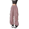 Baggy Cargo Pants for Women High Waist Loose Straight Leg Pants Casual Solid Parachute Trousers Y2K Streetwear Clothes
