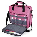 BAGLHER Cross Stitch &amp; Embroidery Organizer Bag - Large Portable Project Storage with 3 Compartments, Travel Friendly Carrying Case for 11.2" Hoops, Threads, Supplies (Pink)