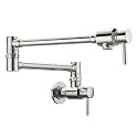BAGNOLUX Polished Nickel Pot Filler Faucet, Traditional Pot Filler Wall Mount Brass Kitchen Faucet 2 Handles with Double-Jointed Swinging Spout Stove Faucet, 23.4", Polished Nickel