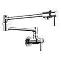 BAGNOLUX Pot Filler Faucet Stainless Steel, Wall Mount Pot Filler Kitchen Faucet Cold Water Only Double Lever Handle with Dual Joint Swing Arm Brass Stove Faucet, 23.4'', Stainless Steel