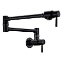 BAGNOLUX Traditional Wall Mount Single Hole Pot Filler Faucet, Black Stainless Pot Filler, Brass Kitchen Faucet Stove with 2 Lever Handles and Double Jointed Swing Arm, 23.4 Inch, Black Stainless-PVD