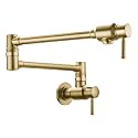 BAGNOLUX Traditional Wall Mounted Single Hole Pot Filler Faucet, Brass Kitchen Faucet Restaurant Stove with 2 Lever Handles and Double Jointed Swing Arm, 23.4 Inch, Brushed Gloss Dark Gold-PVD
