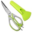 Bagonias 10-in-1 Multifunctional Kitchen Scissors – Stainless Steel Heavy Duty Shears with Magnetic Holder | Bottle Opener, Peeler, Nut Cracker, Cutter, Knife & Scale Remover (1 Pc, Random Color)