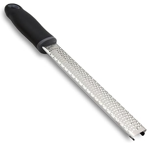 lemon zester amp cheese grater - parmesan cheese lemon ginger garlic vegetables fruits - razor-sharp stainless steel blade protective cover dishwasher safe 13 inch black