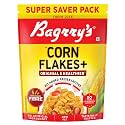 Bagrry’s Corn Flakes+ Original &amp; Healthier 800g | Added Fibre | Crunchy Breakfast Cereal | Delicious Golden Corn | Low Fat &amp; Low in Glycaemic Index | Source of Protein | Toasted &amp; Crunchy Corn Flakes | No Added Pr
