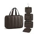 BAGSMART Travel Toiletry Bag for women, Portable Hanging Hook Makeup Bag Organizer, Waterproof Makeup Cosmetic Bag, for Full-Size Accessories, Toiletries,Charcoal Grey