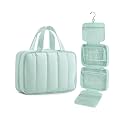 BAGSMART Travel Toiletry Bag for women, Portable Hanging Hook Makeup Bag Organizer, Waterproof Makeup Cosmetic Bag, for Full-Size Accessories, Toiletries,Baby Blue