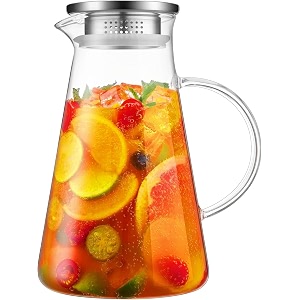 borosilicate glass jug 2 litre multipurpose jug easy pour amp strong handle transparent beverage carafe for home office pitcher for serve water milk juice lassi cocktail ideal for gift