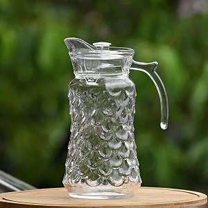 premium glass jug 18liters multipurpose jug easy pour amp strong handle transparent beverage carafe for home office pitcher for serve water milk juice lassi cocktail ideal for gift