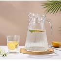 Premium Glass Jug, 1.5L, Multipurpose Jug, Easy Pour &amp; Strong Handle, Transparent Beverage Carafe for Home, Office, Pitcher for Serve Water, Milk, Juice, Lassi, Cocktail, Ideal for Gift