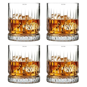 whiskey glass set - whiskey glasses set of 4 premium - drinking glass set - bar glasses for scotch bourbon liquor wine cocktail drinks - 340ml